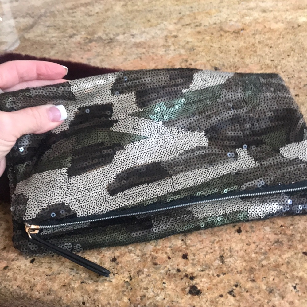 Stella & Dot Margeaux sequin Camo clutch
